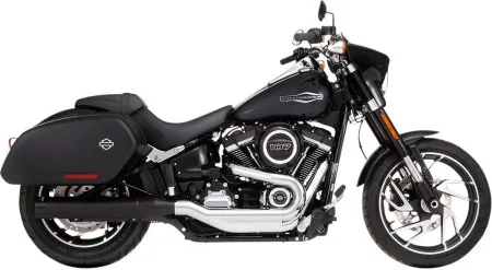 Rinehart Racing 4 Inch Muffler Slip-On In Black With Black End Caps For 2018-2024 Softail Sport Glide (500-1231)