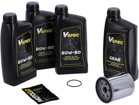 Vspec Mineral Oil Service Kit With Chrome Filter For 1986-2003 Harley Davidson XL Sportster (GRBRT6)