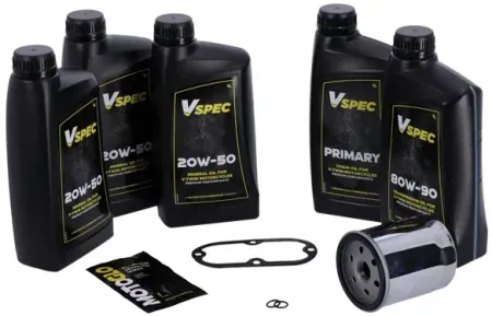 Vspec Mineral Oil Service Kit With Chrome Filter For 1984-1998 Harley Davidson Softail (GRBRT11)