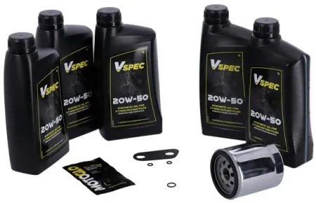 Vspec Fully Synthetic Service Kit With Chrome Filter For 2004-2022 Harley Davidson XL Sportster (GRBRT24)