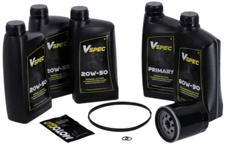 Vspec Mineral Oil Service Kit With Black Filter For 2006-2017 Harley Davidson Dyna & 2007-2017 Softail (GRBRT58)