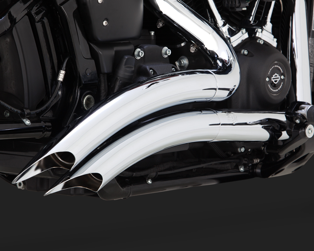 Vance & Hines Big Radius 2 Into 2 Exhaust In Chrome for Harley Davidson