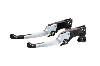 Ricks Motorcycles Good Guys Adjustable Brake & Clutch Levers Replacement In Silver & Black Finish For Harley Davidson 2004-2013 Sportster Models (85-2020000-S)