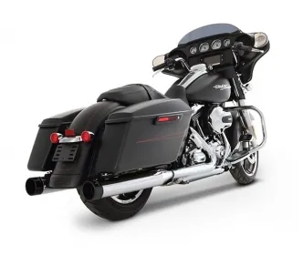 Rinehart Racing 4 Inch Slip-Ons In Chrome Finish With Black End Caps For Harley Davidson 1995-2016 Touring Motorcycles (500-0102)