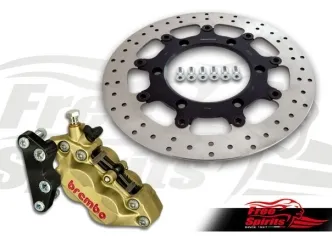 Free Spirits Front 4 Piston Brake Caliper Kit In Gold For Triumph Bonneville & Scrambler Models (303802)