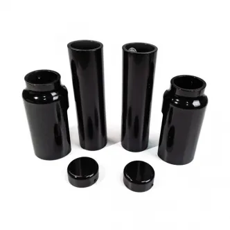 Cult Werk 6-Piece 212mm Long Fork Tube Cover Kit in Gloss Black Finish For 2007-2011 VRSCR V-Rod, Night Rod/Special Models (HD-ROD028-212)