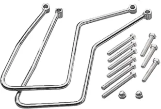 Drag Specialties Chrome Saddlebag Support Brackets For 85 FX, FXE, 85-86 FXWG Models (77-0030)