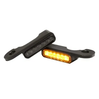 Heinz Handlebar LED Turn Signals in Aluminium/Black Finish For 2002-2020 FLHT/FLHR/FLHX/FLTR With Hydraulic Clutch Models (HBTS-FLH-HC)