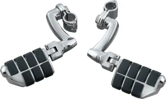 Kuryakyn Longhorn Offset Highway Pegs With Dually & 1 Inch Magnum Quick Clamps In Chrome Finish (7980)