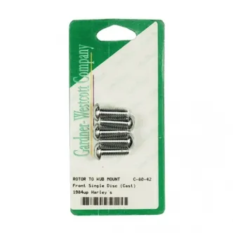 Gardner Westcott Brake Rotor Bolt Kit, Buttonhead Front, Cast Wheels, Dual Disc Buy 2 (5x 5/16-18 x 7/8 Inch) in Chrome Finish For 1984-2023 B.T.; 1984-2003 XL Front Cast Models (ARM240729)