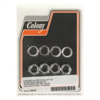 Colony Rocker Shaft End Nut Kit Left Side in Chrome Finish For 1936-1947 Knuckle Models (ARM451989)