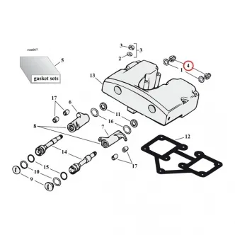 Doss Rocker Shaft End Nut 7/16-20 Nuts in Chrome With Black Plastic Insert For 1966-1984 B.T., 1957-1985 XL Models (ARM918309)