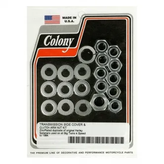 Colony Transmission Side Cover Mount, Hex in Zinc Kit Finish OEM Style Nuts & Washers For 1936-1986 4-SP B.T. Models (ARM527929)