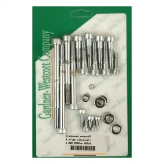 Gardner Westcott Crankcase Bolt Set in Polished Chrome Allen Finish For 2002-2017 V-Rod Models (ARM303415)