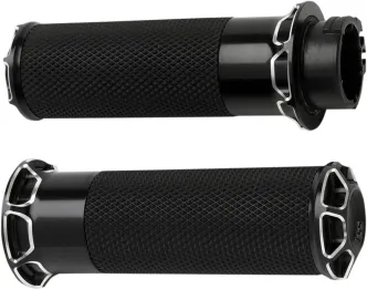 Arlen Ness Bevelled Fusion Grips In Black For 2008-2023 Harley Davidson Electronic Throttle Models (07-329)