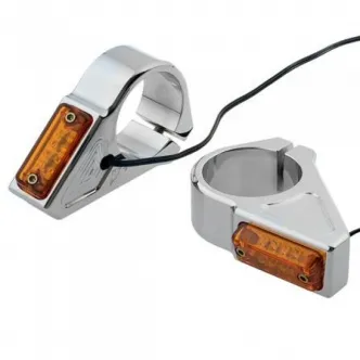 Joker Machine 41mm Rectangle L.E.D. Fork Mount Turn Signals In Chrome Finish (05-301-3)