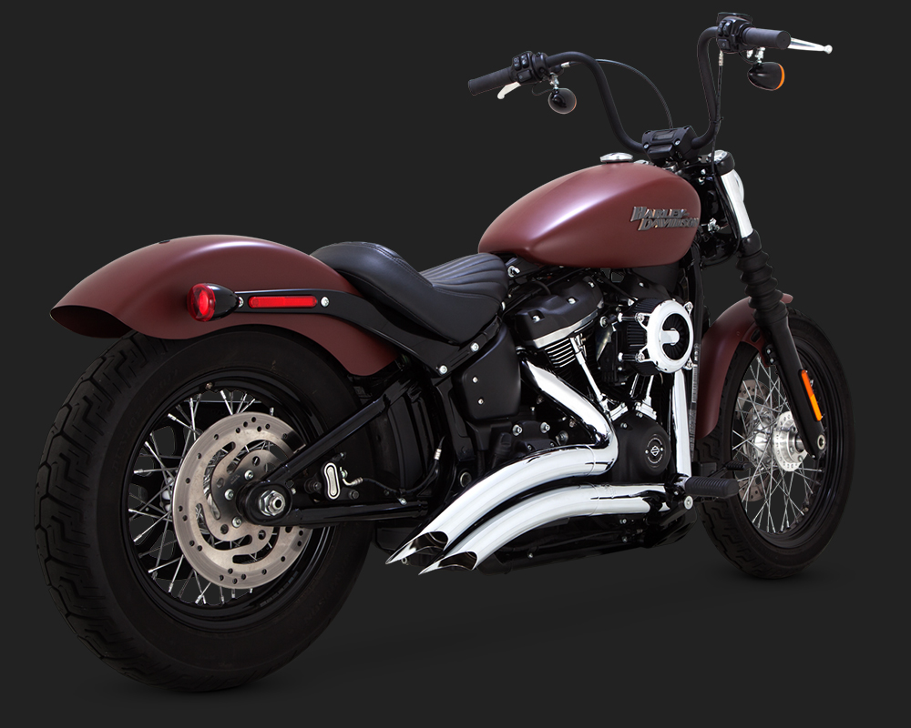 Vance & Hines Big Radius 2 Into 2 Exhaust In Chrome for Harley Davidson