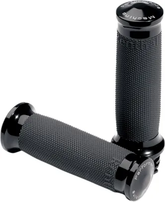 Performance Machine Contour Renthal Wrapped Grips in Black Finish For 2008-2023 Harley Davidson Electronic Throttle Models (0063-2020-B)