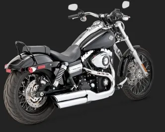 Vance & Hines Twin Slash 3 Inch Round Slip-Ons NON-PCX In Chrome Finish For Harley Davidson 2008-2016 FXDF and 2010-2016 FXDWG Motorcycles (16845)