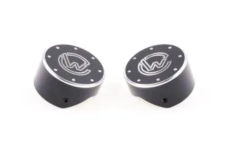 Cult Werk Fork End Cap Cover in Gloss Powder Coated Black Finish with CW Logo For 2018-2020 Breakout Models (HD-BRO032)