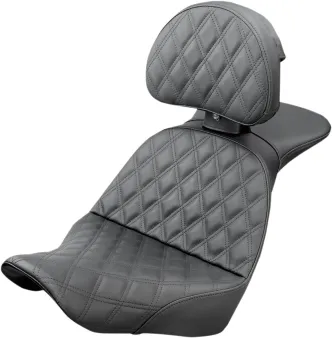 Saddlemen Seat Explorer LS Two-Up Lattice With Backrest in Black For 2018-2023 FXLR/FLSB Models (818-29-030LS)