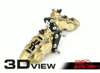 Free Spirits Front 4 Piston Brake Caliper Kit In Gold For Harley Davidson 2006-Up With Dual Disc Models (203909)