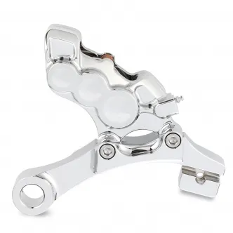 Arlen Ness Rear 6 Piston Differential Bore Caliper & Bracket Kit In Chrome Finish For Harley Davidson 2008-2017 Dyna Motorcycles (02-322)