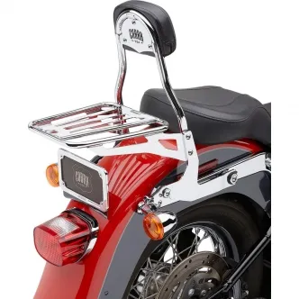 Cobra Detachable Round 14 Inch Backrest Kit in Chrome Finish For 2000-2006 FLSTF/FLSTC, 2007-2017 FLSTN, 2000-2003 FLSTS, 2000-2005 FXST/FXSTS/FXSTB Models (602-2001)