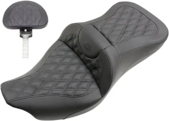 Saddlemen Roadsofa LS 2-Up Seat With Driver's Backrest in Black For 2008-2023 FLHR, FLHT, FLHX & FLTR Models (808-07B-182BR)