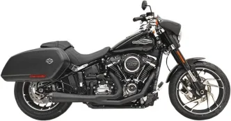 Bassani Exhaust 4 Inch Diameter Road Rage Megaphone 2-Into-1 Exhaust System in Black Finish For 2018-2024 Softail Sport Glide & Low Rider ST Models (1S81RB)