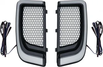 Kuryakyn Tracer L.E.D. Fairing Lower Grills In Satin Black Finish For Harley Davidson 2014-2023 Touring Mototrcycles (5064)