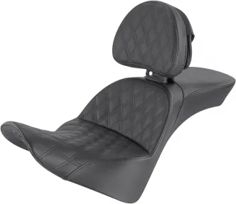 Saddlemen Explorer Lattice Stitched Seat With Driver Backrest For Harley Davidson 2018-2023 Softail FLDE, FLHC/S & FLSL Models (818-33-030LS)