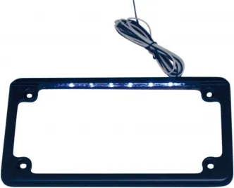 Custom Dynamics Horizontal Motorcycle License Plate Frame In Black With L.E.D. Illumination (LPF-HRZ-B-LP)