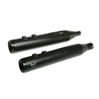 S&S Cycle 4.5 GNX Mufflers in Black Finish With Tuxedo Black End Caps For 2017-2024 Touring Models (550-0990)