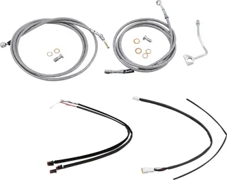 Burly Brand 14 Inch Apehanger Cable/Line Kit in Stainless Steel Finish For 2017-2020 FLHR/C, FLTRU, FLTRX/S With ABS Models (B30-1167)