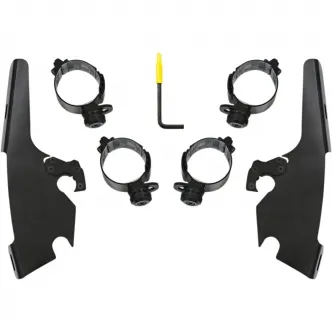 Memphis Shades Trigger-Lock Mounting Kit for Memphis Fats/Slim/Batwing Windshields in Black For HD Softail Models (MEB2046)