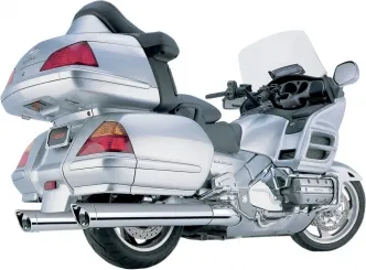 Cobra 4 Inch Slip-On Mufflers With Scalloped Tips In Chrome For Honda 2001-2011 GL 1800 Goldwing Models (1215)