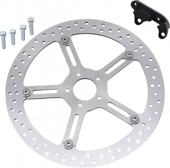 Arlen Ness 15 Inch Front Left Side Big Brake Floating Rotor Kit in Stainless Steel Finish For 2018-2024 Softail Model (Non Inverted Forks) With 17 Inch Or Larger Front Wheel (02-983)