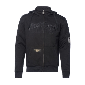 West Coast Choppers Zip Hoodie Por Vida With Aramid Fiber By Dupont Black Size Small (ARM098955)