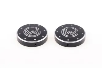 Cult Werk Milled Fork Tube Caps in Gloss Black Finish For 2018-2023 Softail FXBB Street Bob, FLFB Fat Boy & 2020-2023 FXST Standard Models (HD-BRO102)