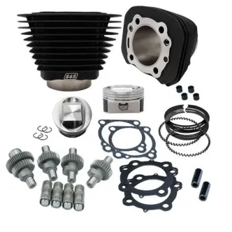 S&S 1200-1250 Hooligan Big Bore Cylinder & Piston Kit in Wrinkle Black Finish For 2000-2022 XL1200 Models (910-0701)