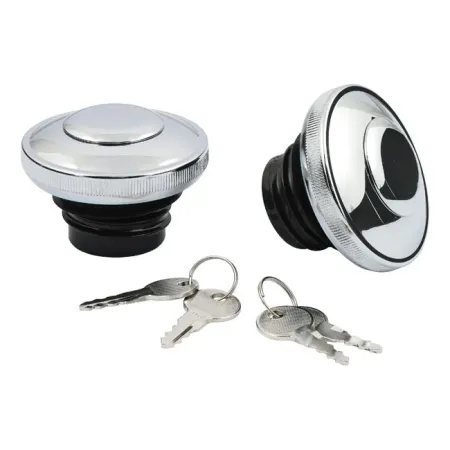 DOSS Gas Cap Set With Lock in Chrome Finish For 1983-1995 Harley Davidson (Excluding FLT) Models (75-040)