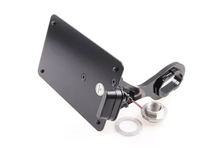 Cult Werk 210x130mm France Side Mount License Plate Bracket in Gloss Black Finish For 2018-2020 Softail (Excluding FXDR) Models (HD-BRO038-FR2)