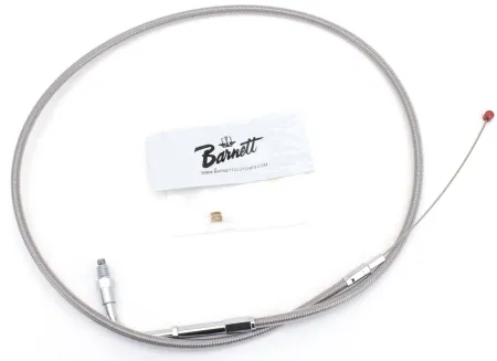 Barnett Standard Length Throttle Cable 32 Inch Outer Cable Length in Braided Clear Coat Finish For 1990-1995 Big Twin, 1988-1995 XL Sportster Models (102-30-30014)