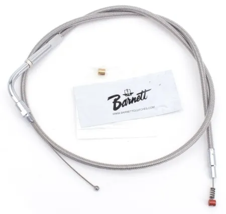 Barnett +4 Inch Idle Cable 36 Inch Outer Cable Length in Braided Clear Coat Finish For 1990-1995 Big Twin, 1988-1995 XL Sportster Models (102-30-40014+04)