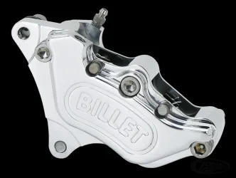 Harrison Billet 4 Piston Front Brake Caliper In Polished Or Black Finish For Harley Davidson 1976-1983 FX, FXS (Narrowglide With Wire Wheels) & FXEF Models