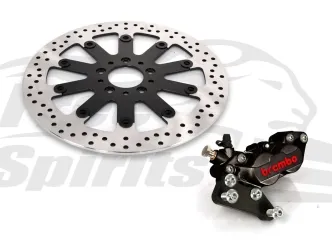 Free Spirits 4 Piston Caliper Kit In Black With Rotor 320mm For Harley Davidson 2000-2022 Models With Single Disc (203916KK)