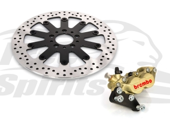 Free Spirits Bolt-In 4 Piston Caliper Kit In Gold With Rotor 320mm For Harley Davidson 2015-Up Models (203919GK)