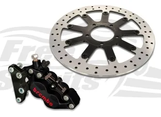 Free Spirits Front 4 Piston Brake Caliper Kit In Black With Rotor 340mm For Triumph Bonneville/SE Models (303812K)