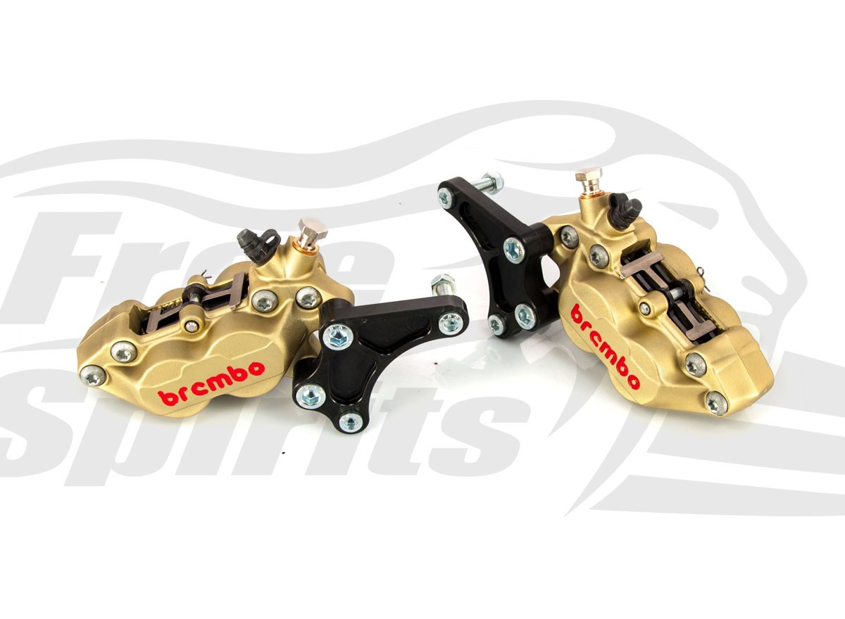 Free Spirits 4 Piston Front Brake Calipers In Gold For Triumph Street ...